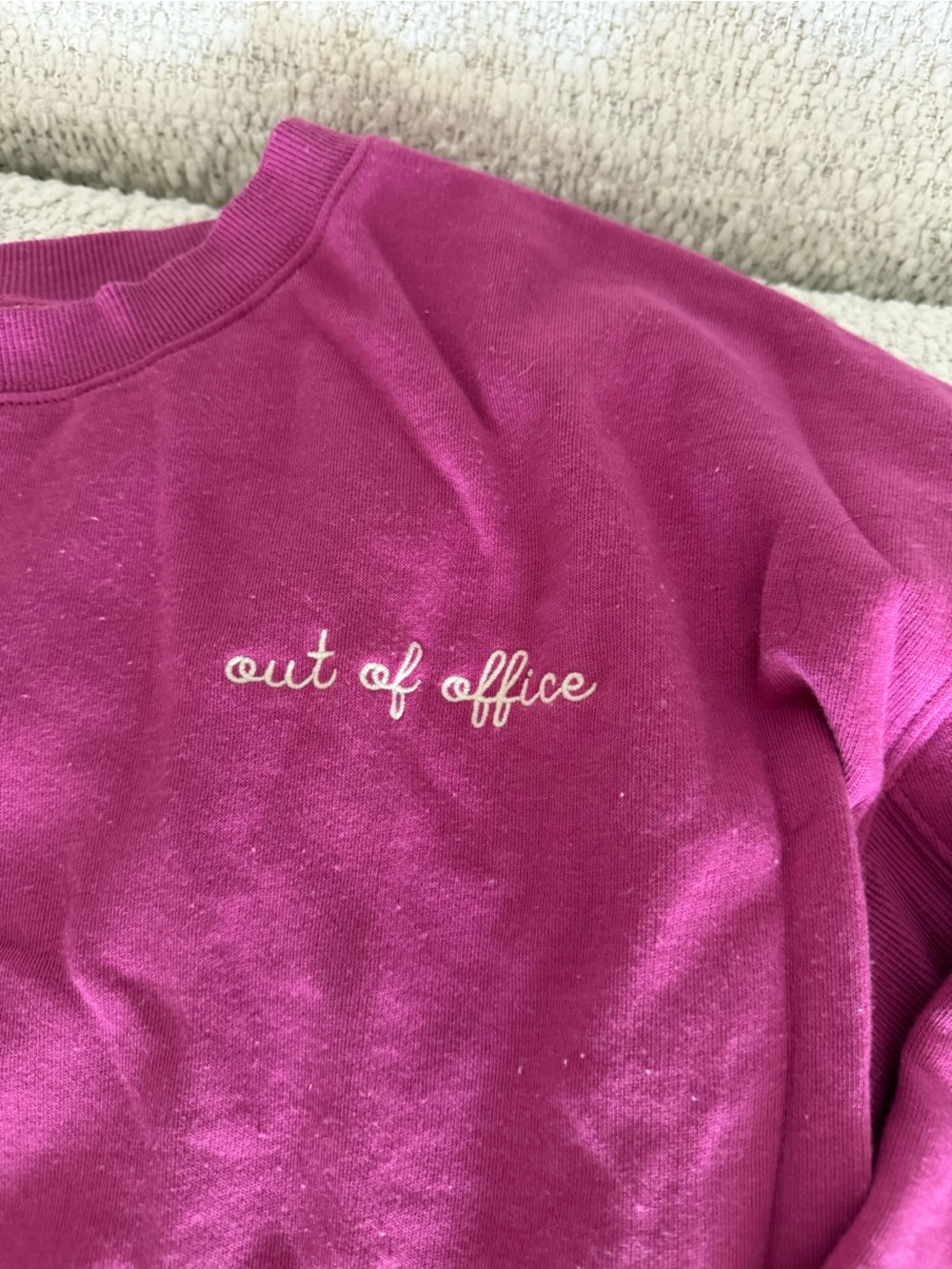 Lou & Grey Fuchsia Pink "Out of Office" Crewneck Sweater